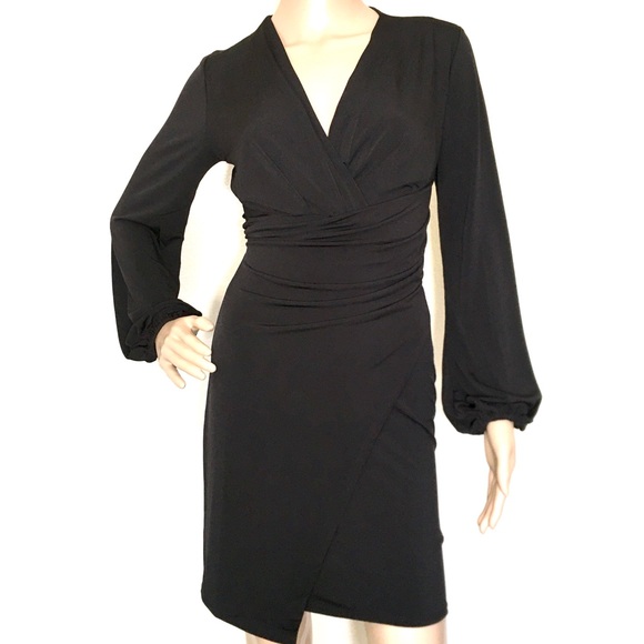 Classic Black Wrap Midi Dress - Picture 5 of 11